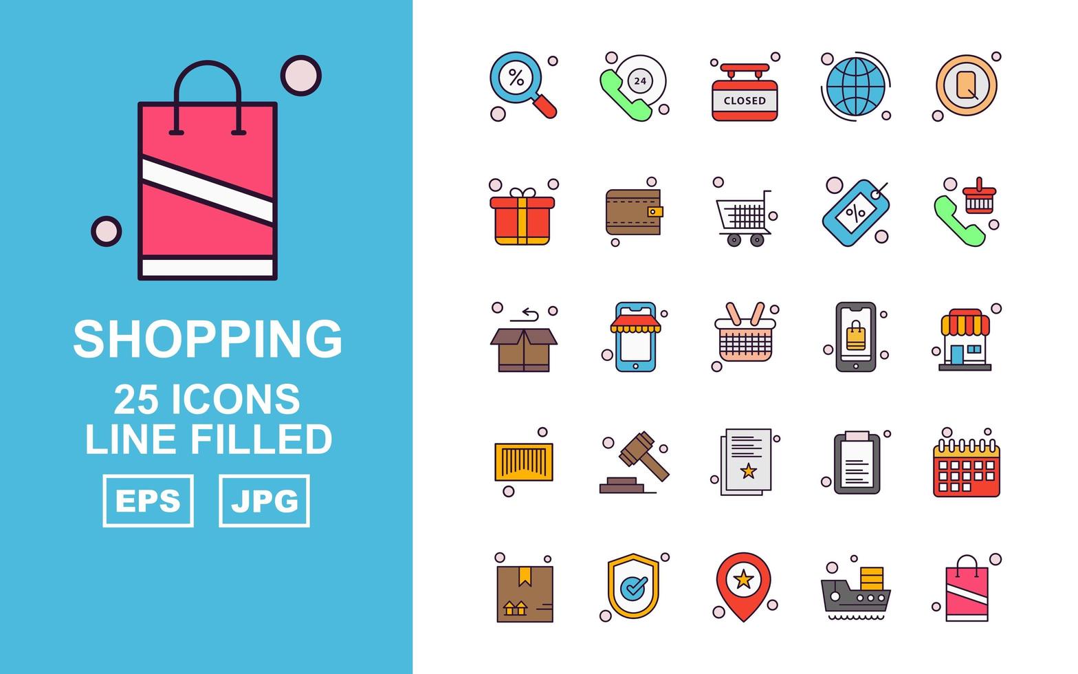 25 Premium Shopping Line Filled Icon Pack vector