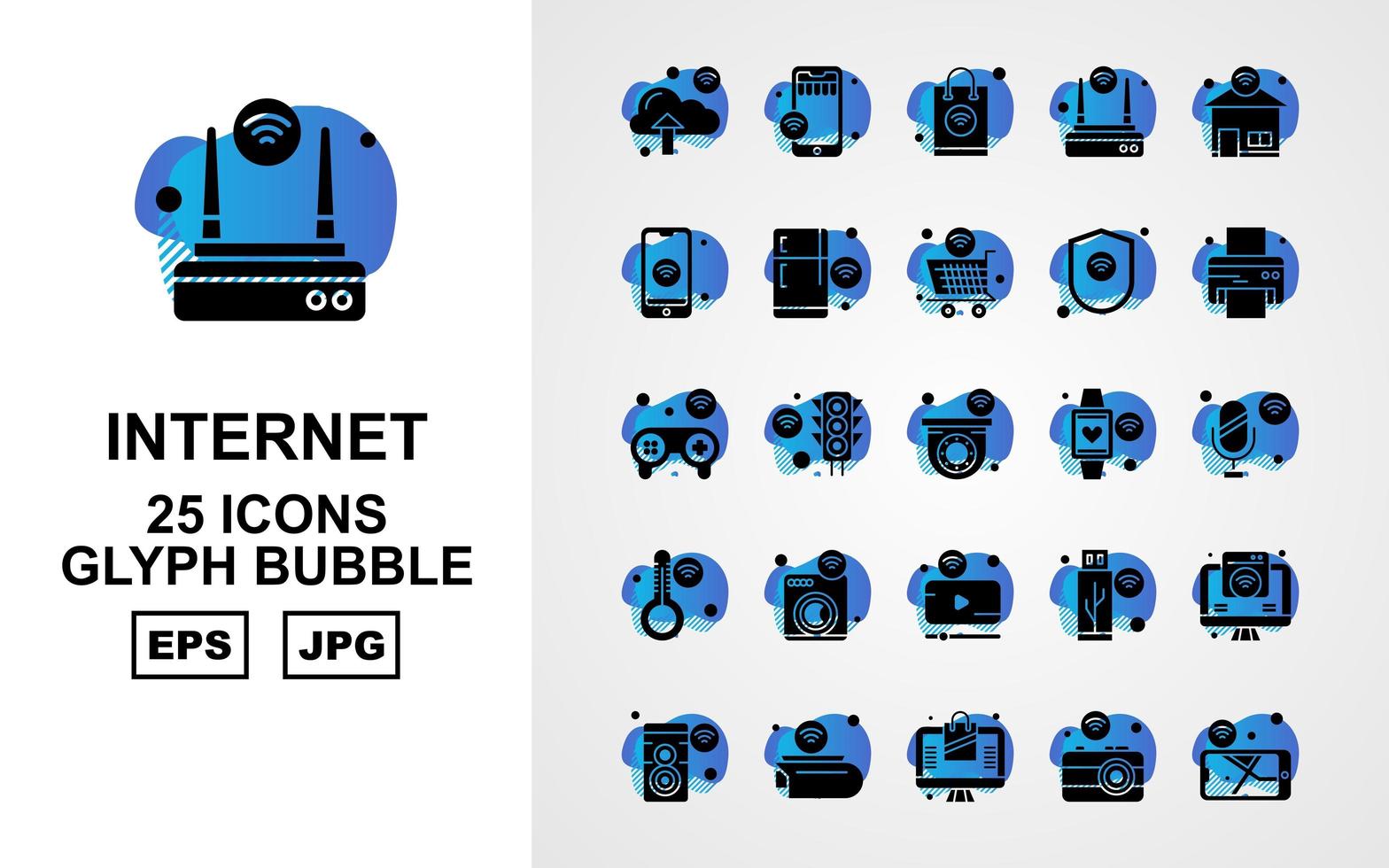 25 Premium Internet Of Things Glyph Bubble Icon Pack vector
