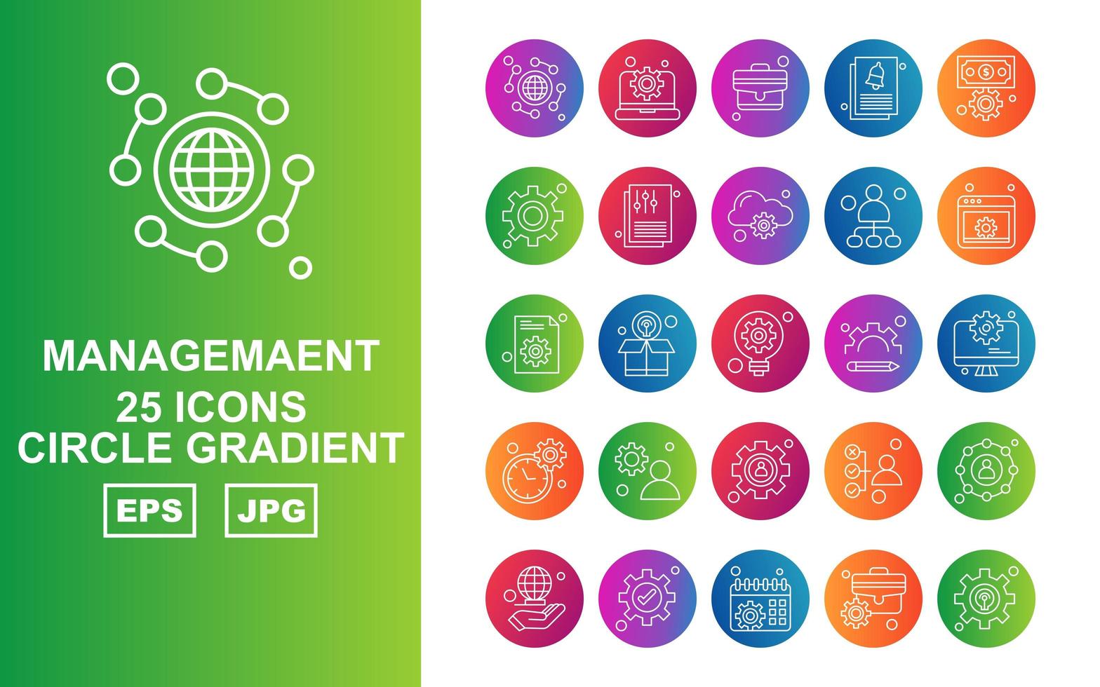 25 Premium Management Circle Gradient Icon Pack vector