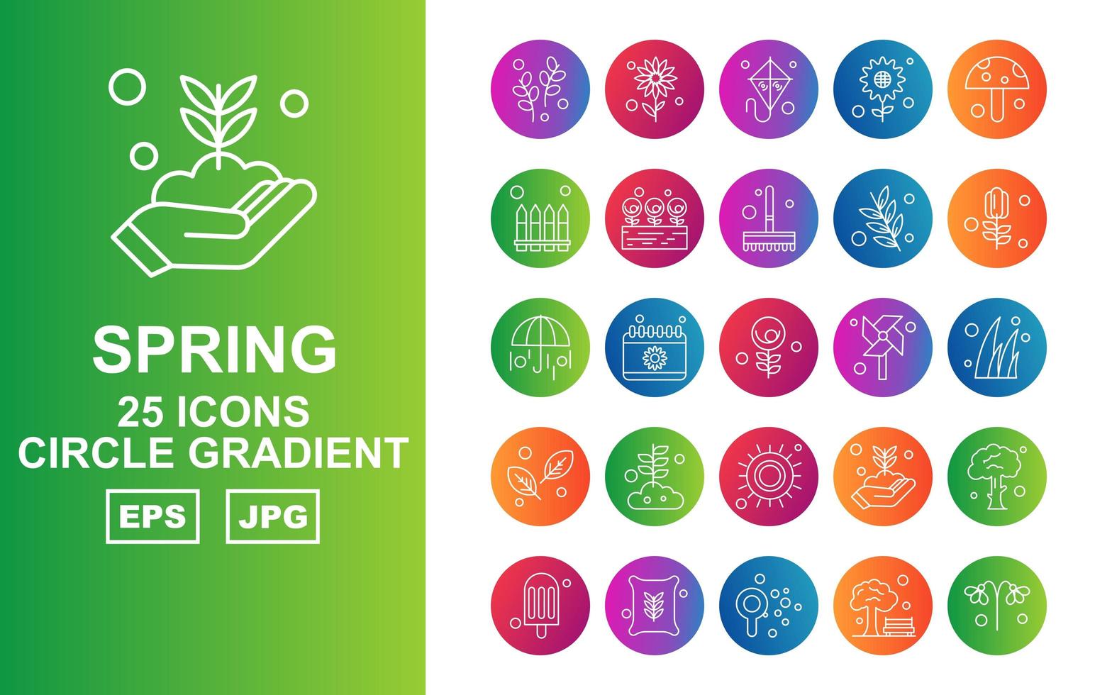 25 Premium Spring Circle Gradient Icon Pack vector