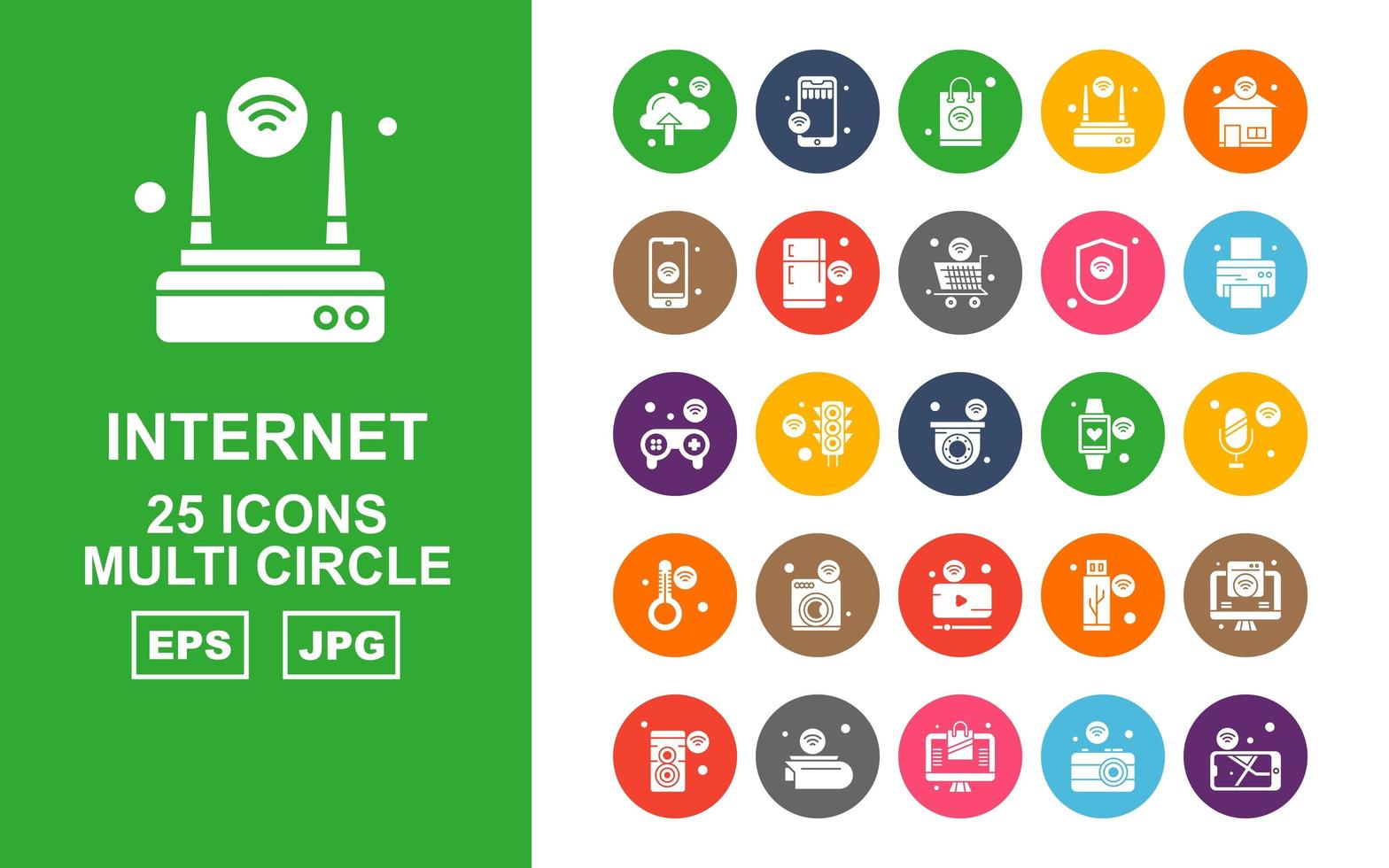 25 paquete premium de iconos de múltiples círculos de internet de las cosas vector