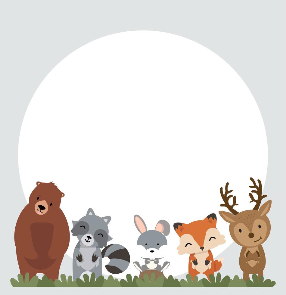 Cute animals banner background with copy space vector