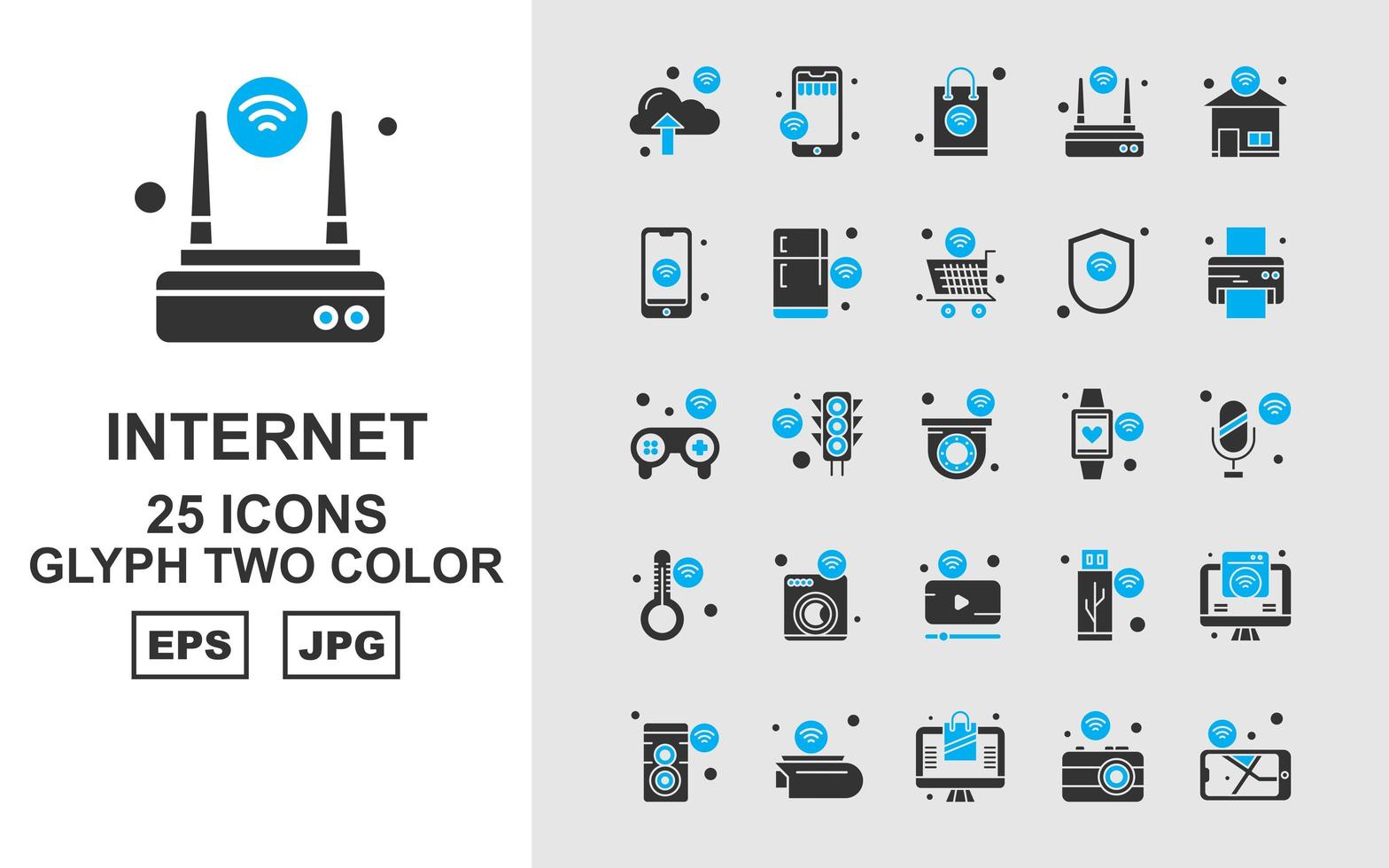 25 Premium Internet Of Things Glyph Two Color Icon Pack vector