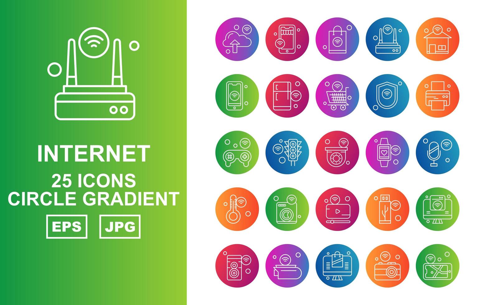 25 Premium Internet Of Things Circle Gradient Icon Pack vector