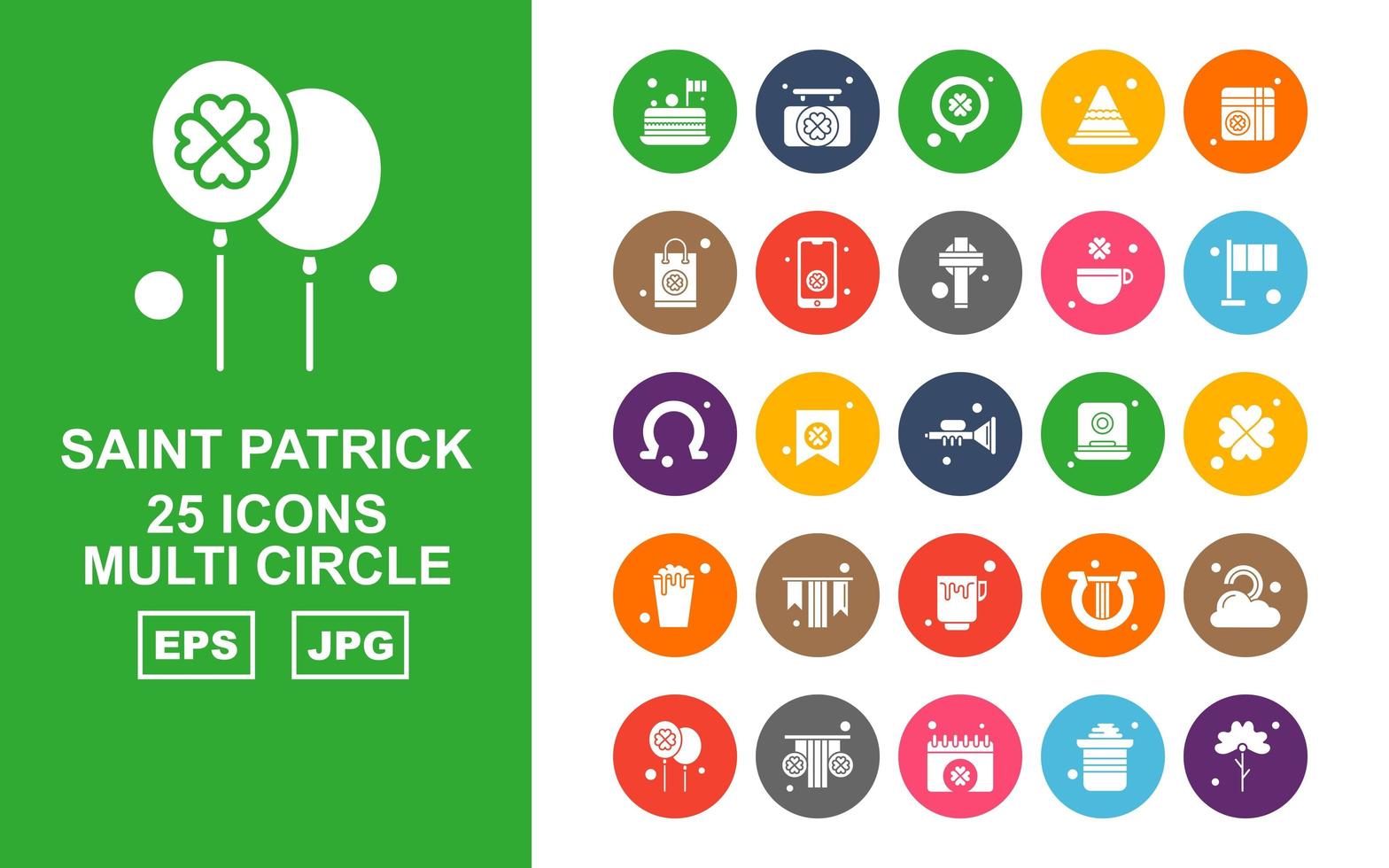 25 Premium Saint Patrick Multi Circle Icon Pack vector