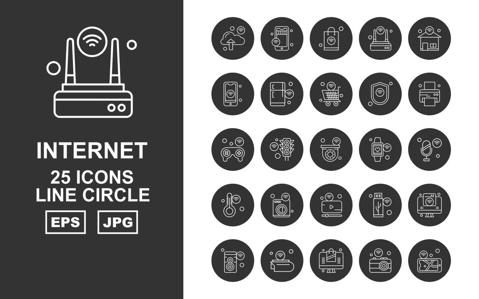 25 Premium Internet Of Things Line Circle Icon Pack vector