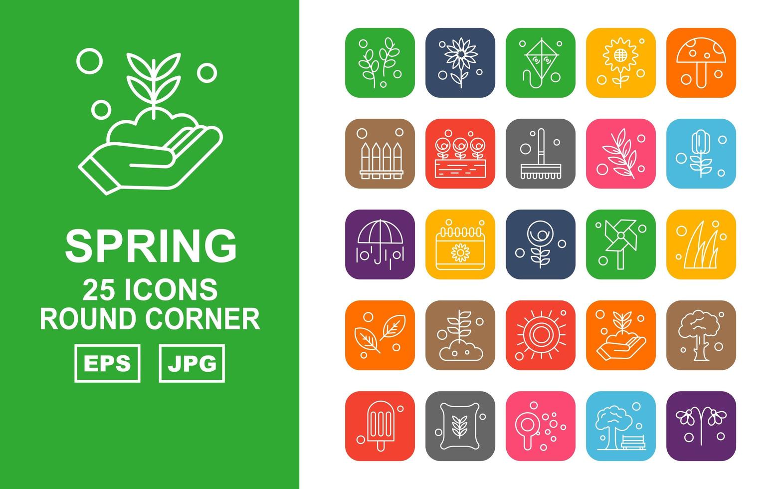 25 Premium Spring Round Corner Icon Pack vector