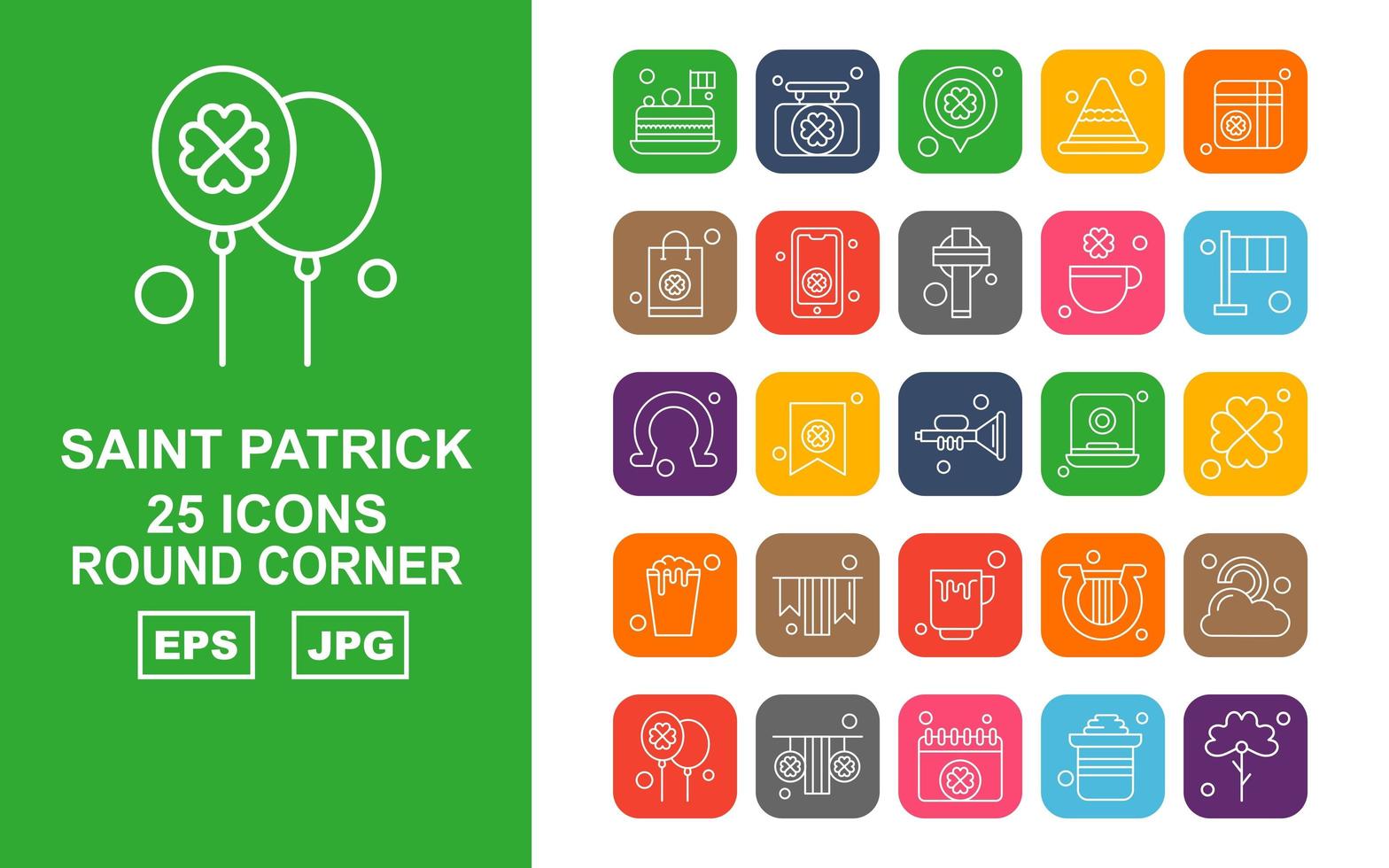 25 Premium Saint Patrick Round Corner Icon Pack vector