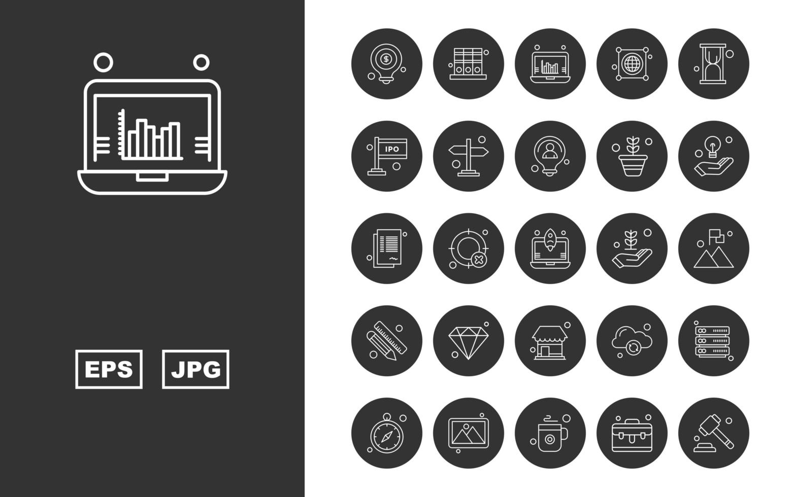 25 Premium Business Line Circle Icon Pack vector