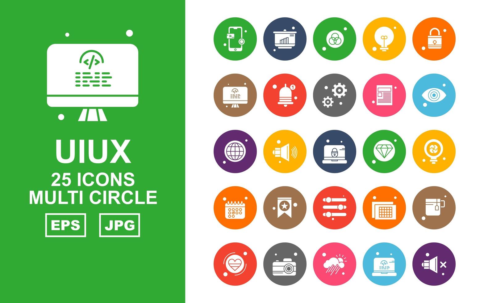 25 Premium UIUX Multi Circle Icon Pack vector