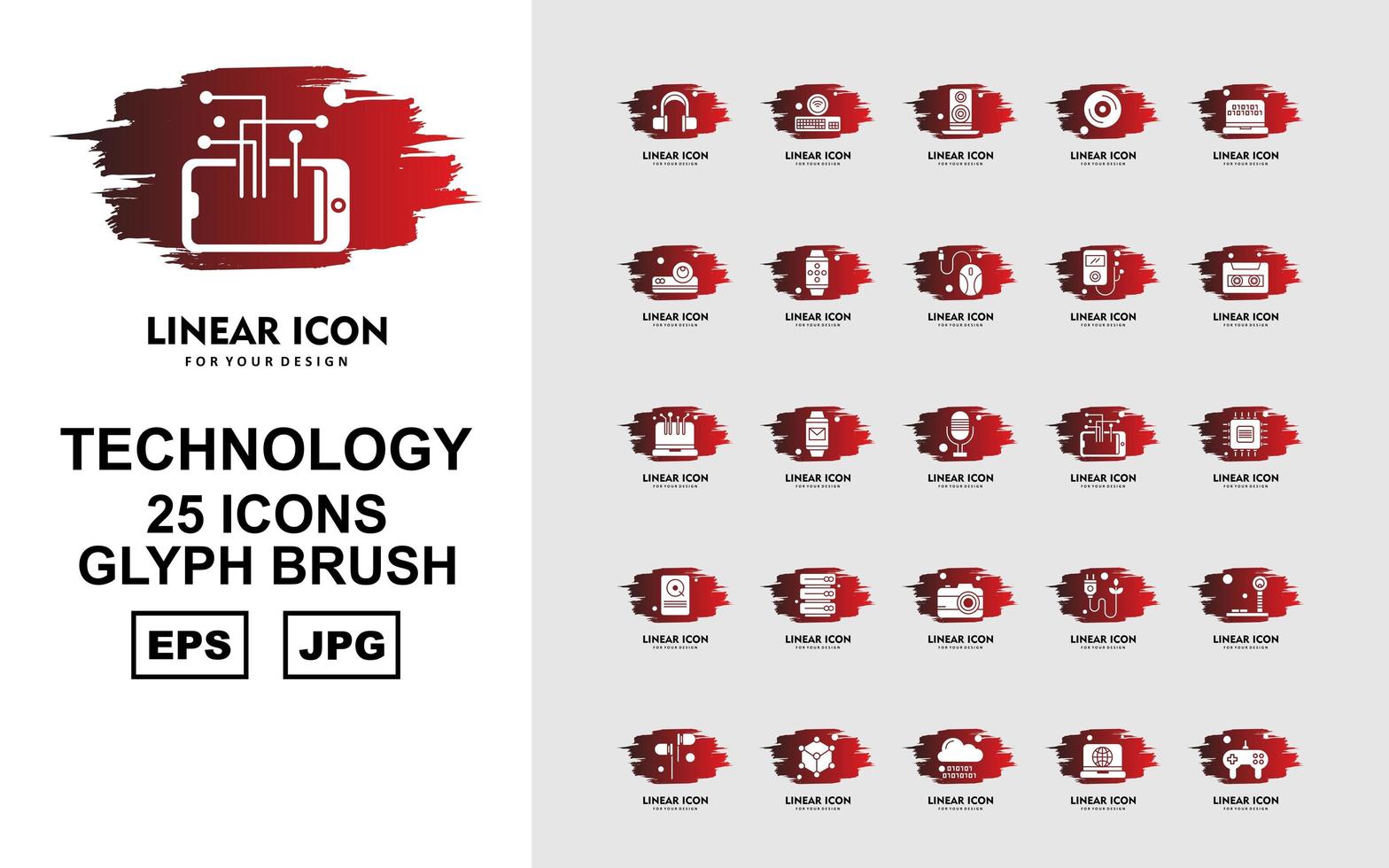 25 Premium Technology Glyph Brush Icon Pack vector