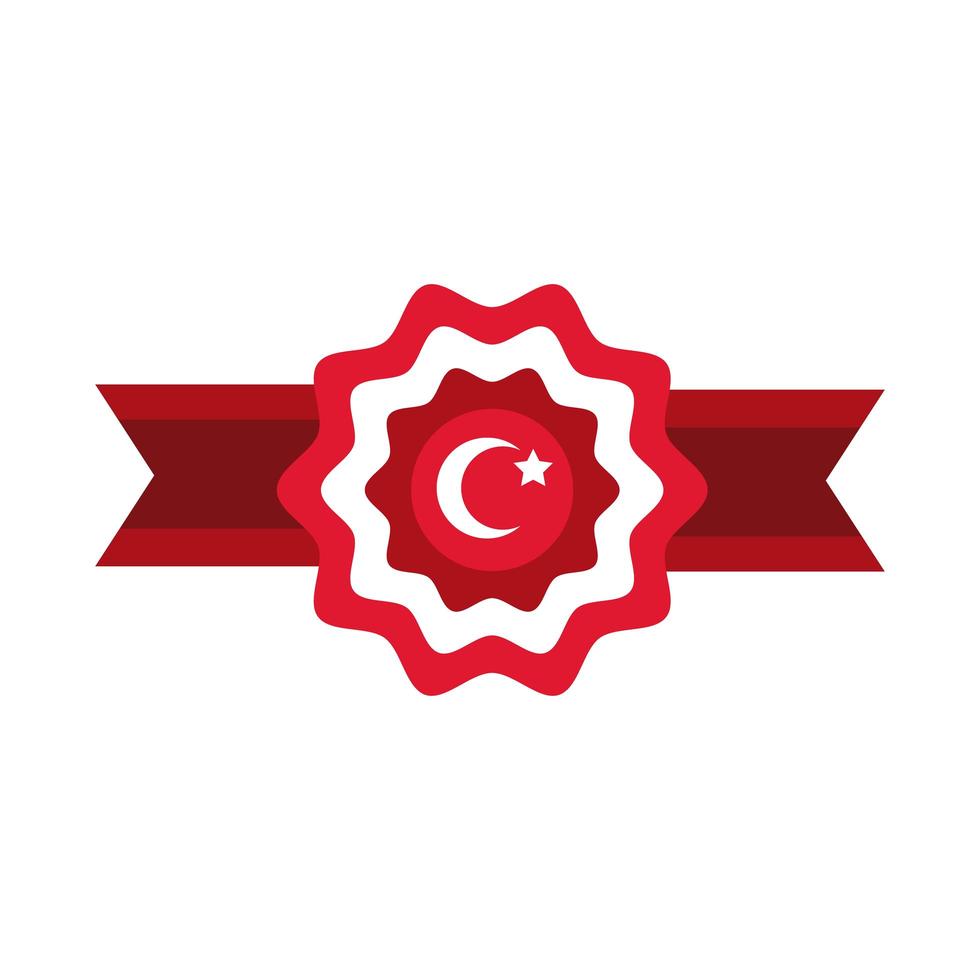 Turkey Republic Day moon and star symbol in ribbon frame flat style vector