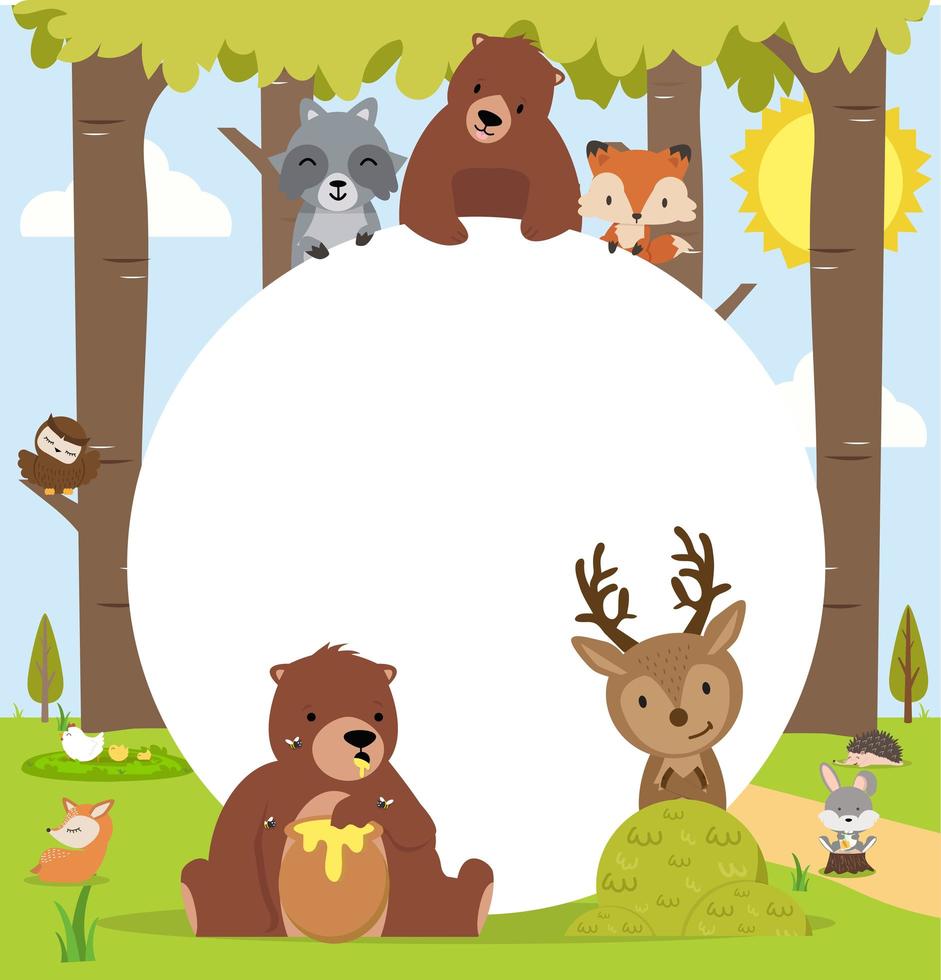 Lindos animales del bosque del bosque con espacio de copia vector