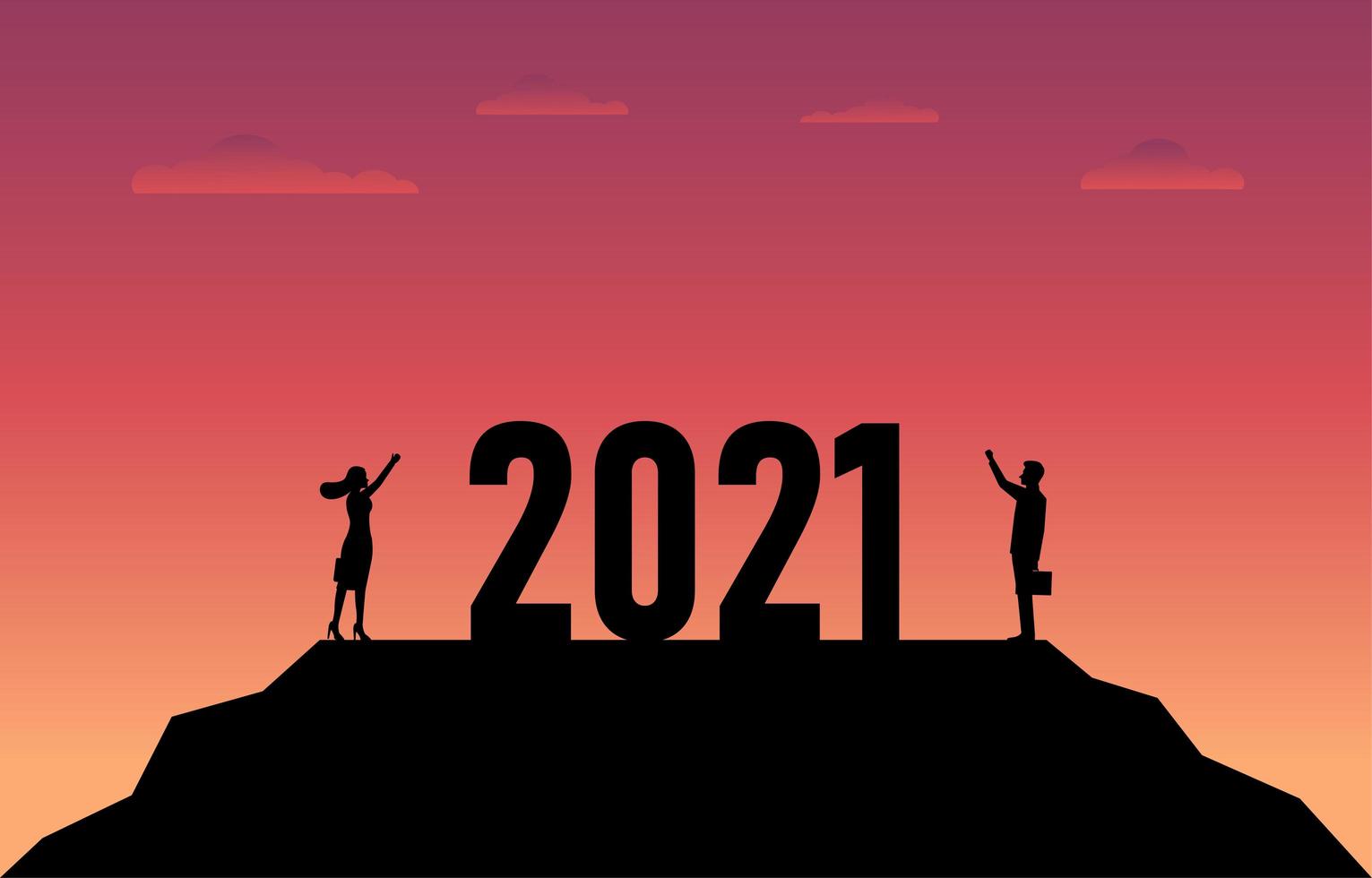 Concept of New Year 2021 and business development vector