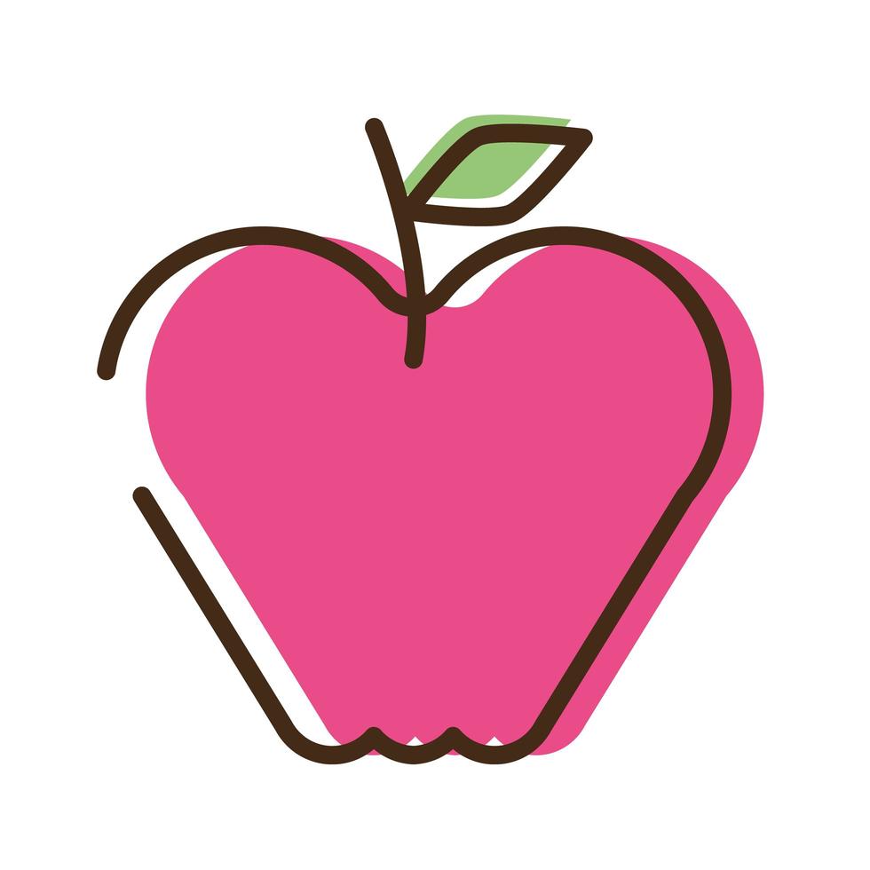 apple fresh fruit line and fill style icon vector