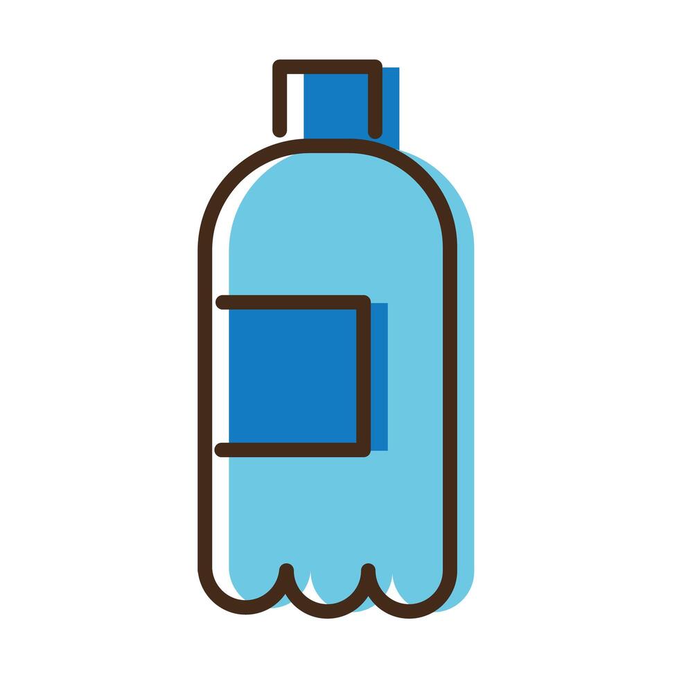 línea de bebida de botella de agua e icono de estilo de relleno vector