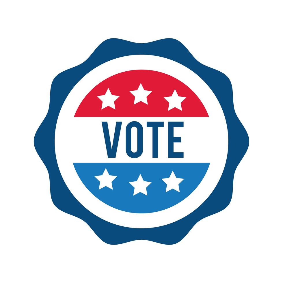 vote lettering on USA stamp flat style icon vector