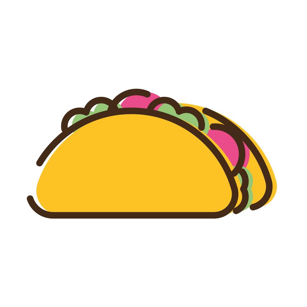mexican taco food line and fill style icon vector