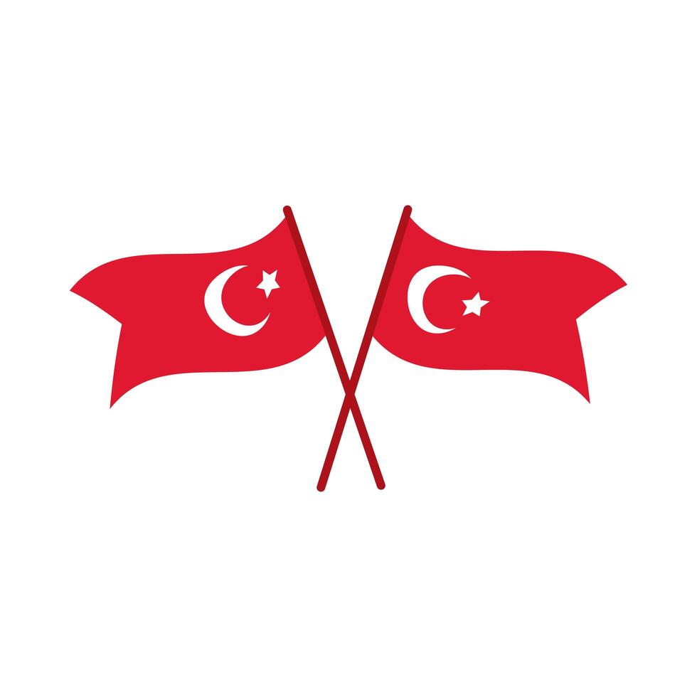 Turkey Republic Day with flags crossed flat style vector