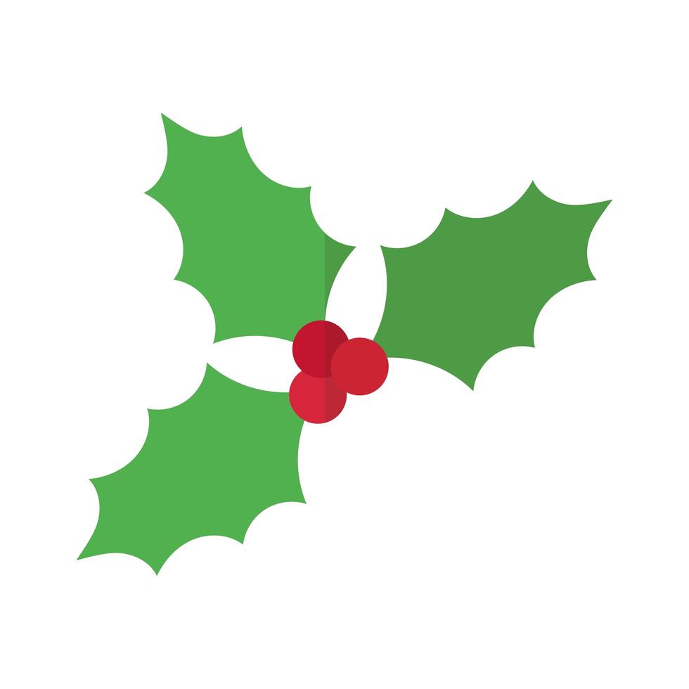 merry christmas holly flat style icon vector