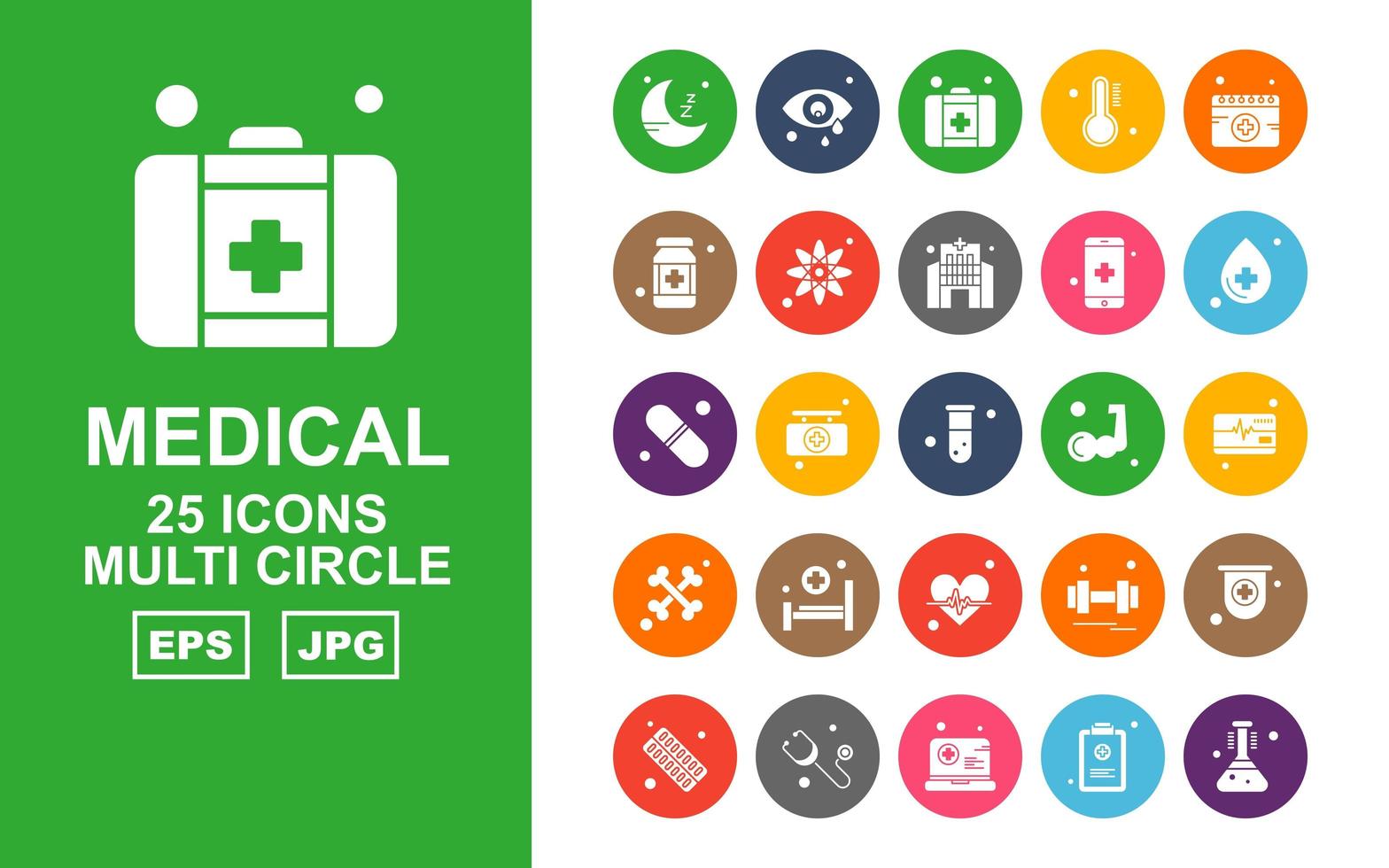 25 paquete de iconos de múltiples círculos médicos premium vector