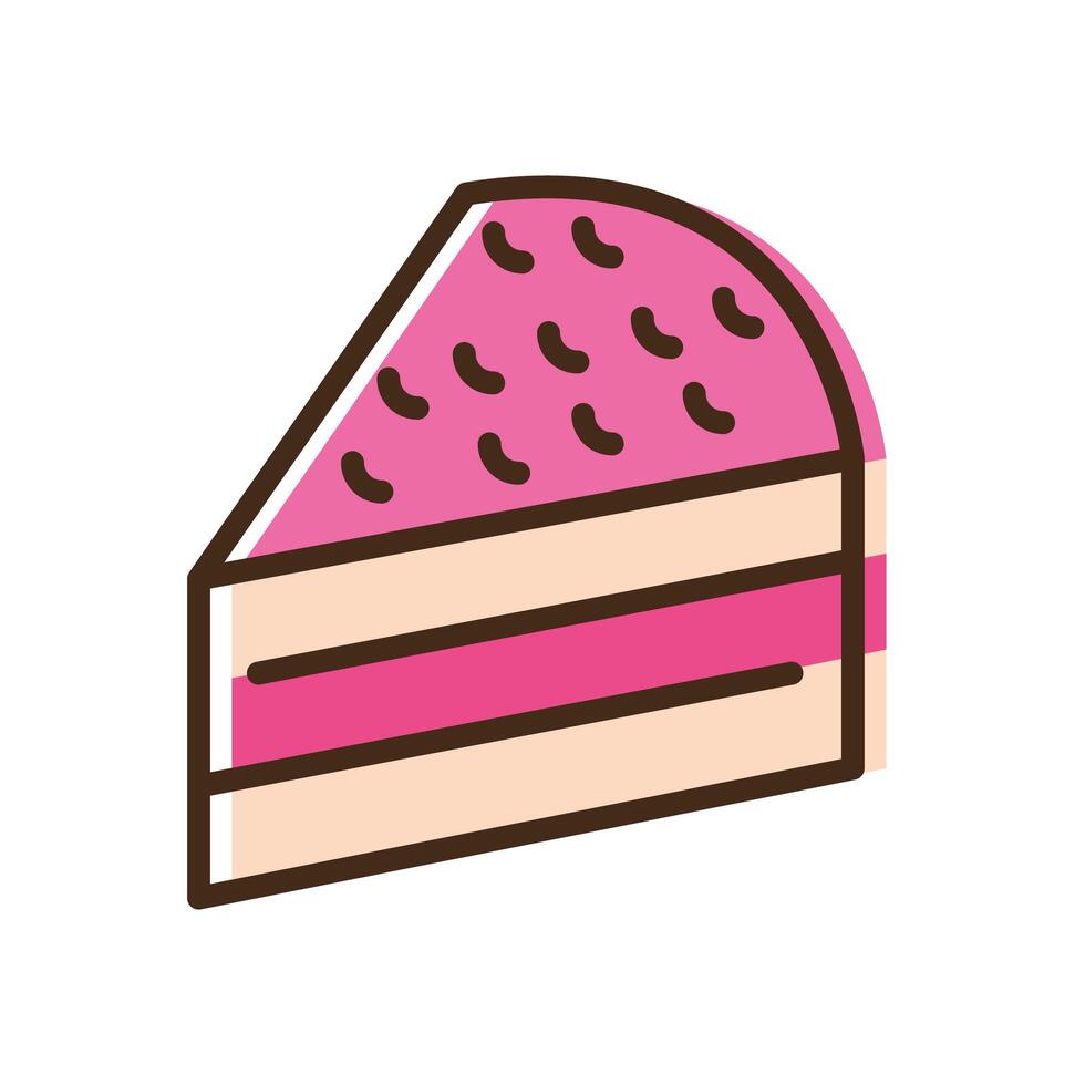 icono de estilo de relleno y línea de pastel de cumpleaños dulce vector