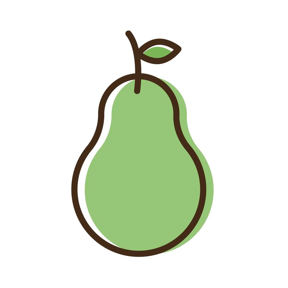 icono de estilo de relleno y línea de fruta fresca de pera vector