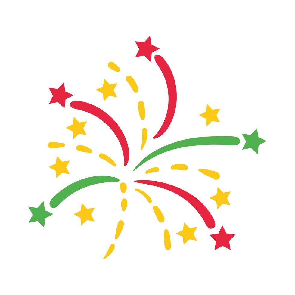 merry christmas fireworks flat style icon vector