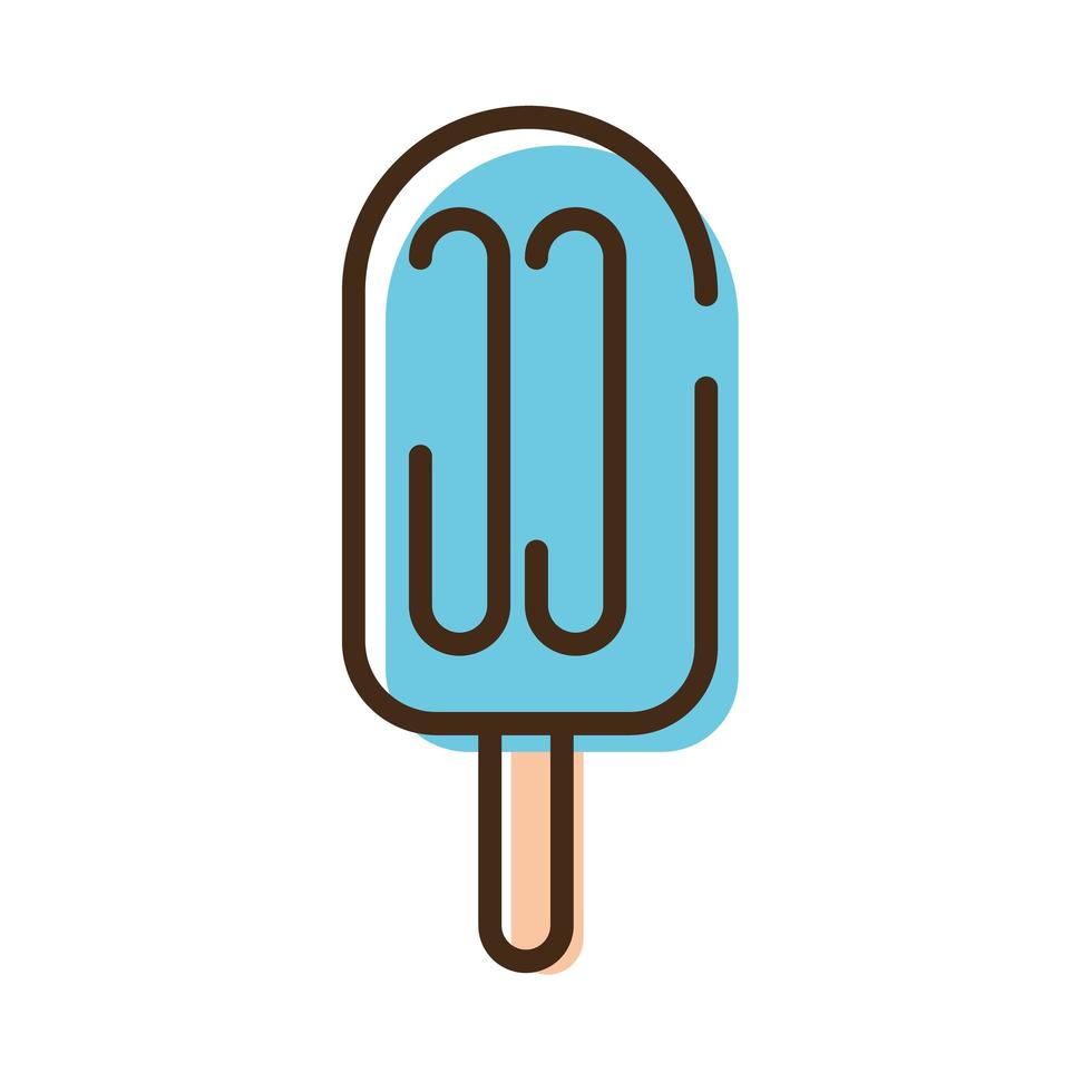 delicioso helado en línea de palo e icono de estilo de relleno vector