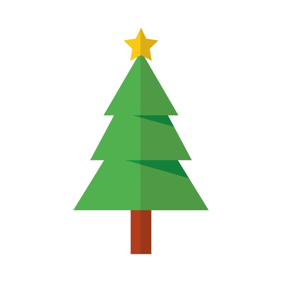 merry christmas pine tree flat style icon vector