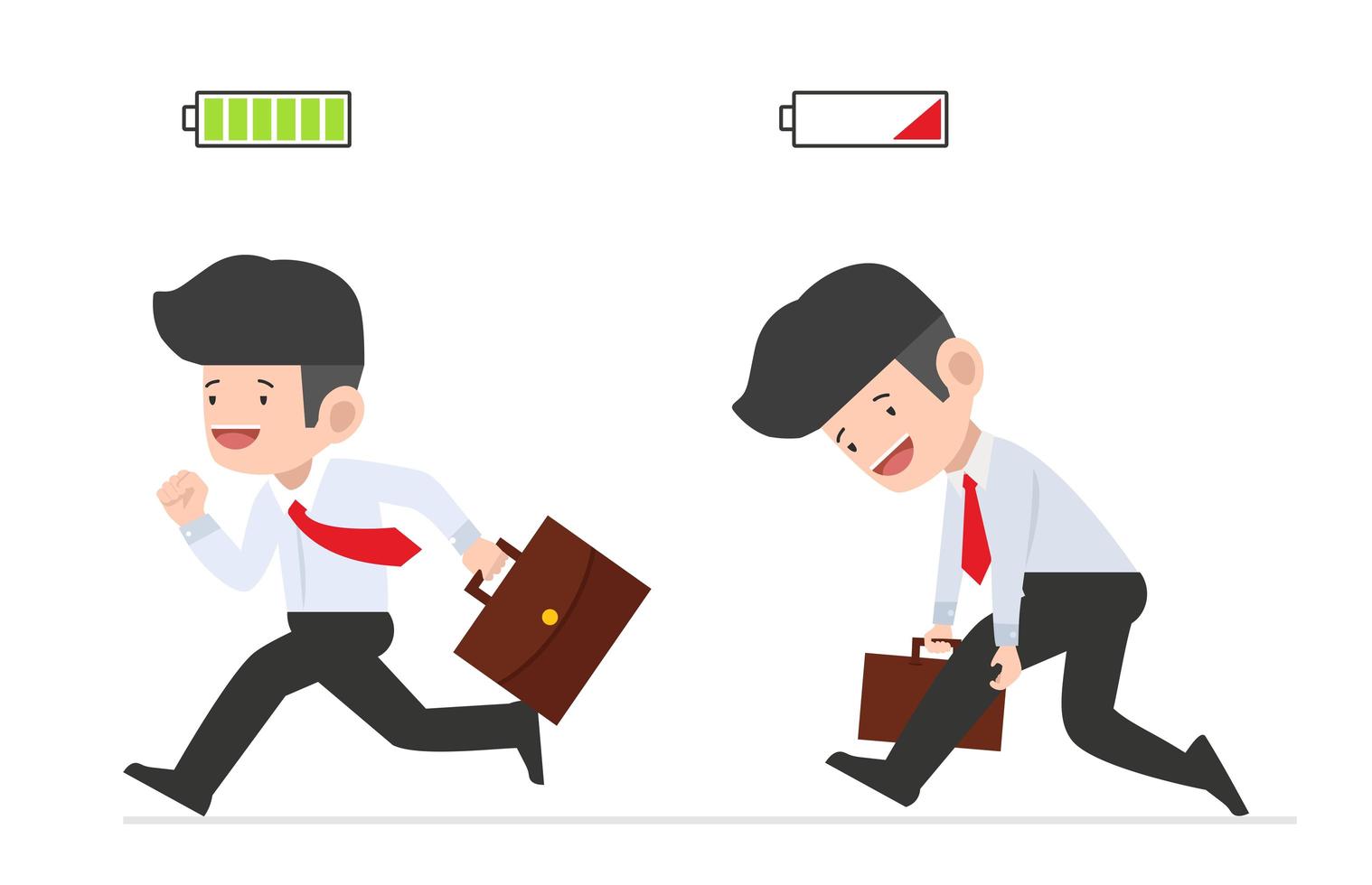 full energy and tired businessman concept vector