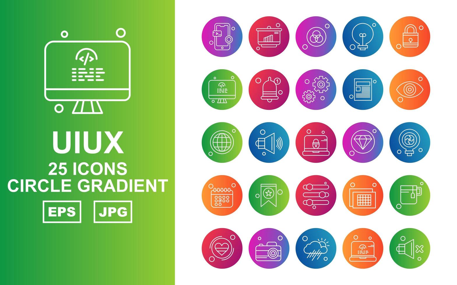 25 Premium UIUX Circle Gradient Icon Pack vector