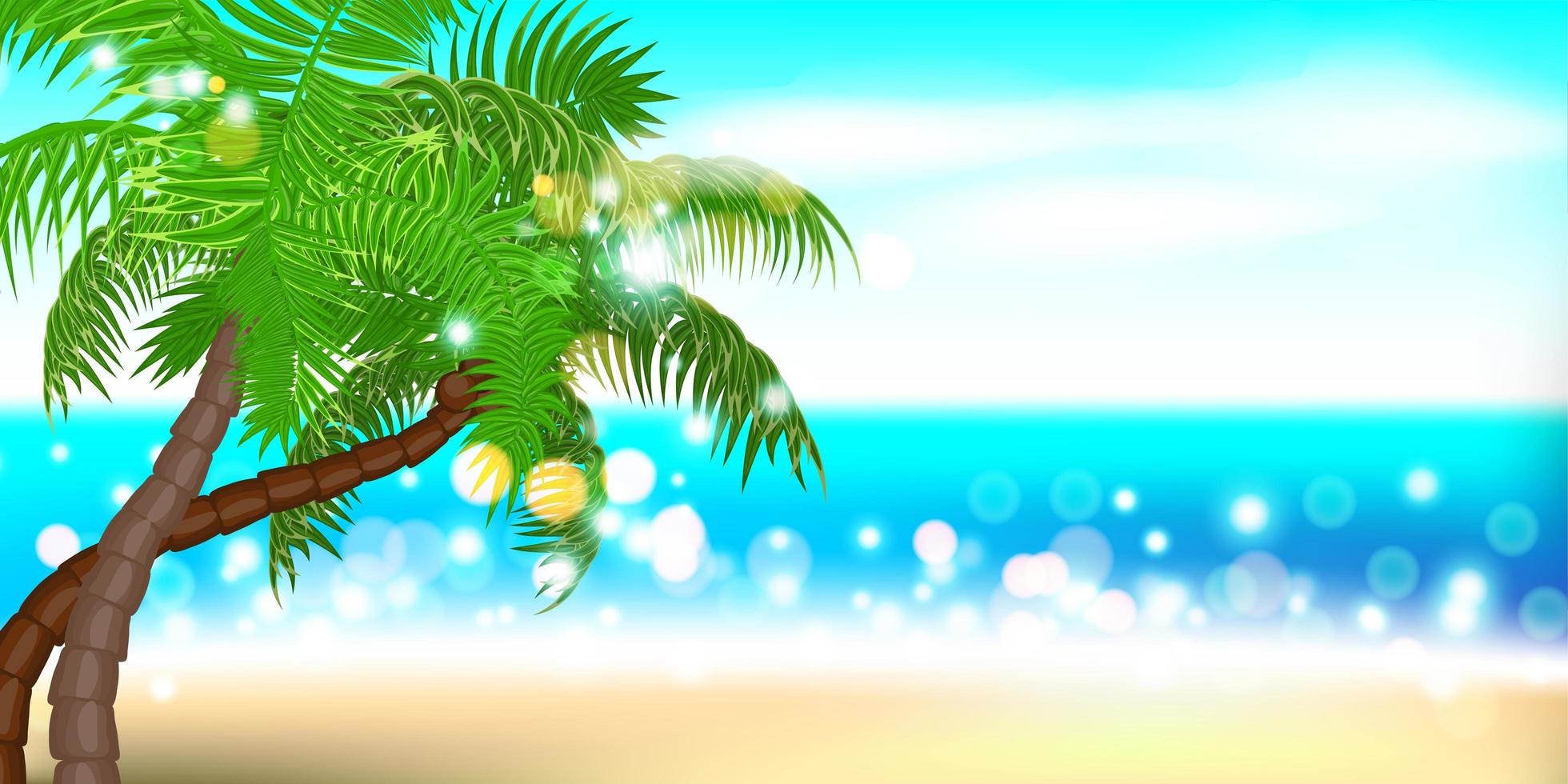 Summer time seashore palm landscape vector