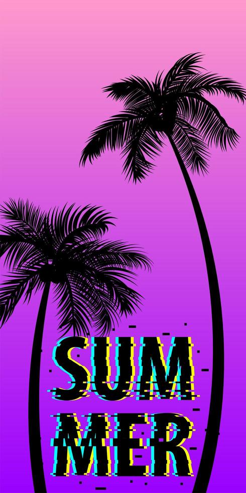 Summer time palm tree banner poster vector