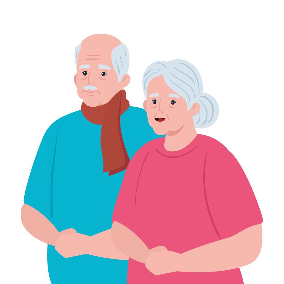 pareja de ancianos sonriendo, anciana y pareja de ancianos enamorados vector