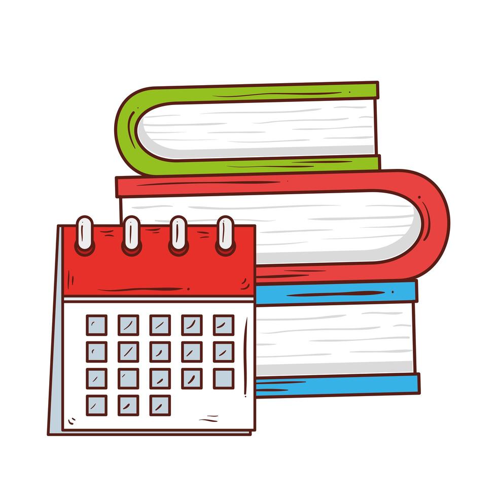 school symbol, calendar reminder in pile of books literature vector