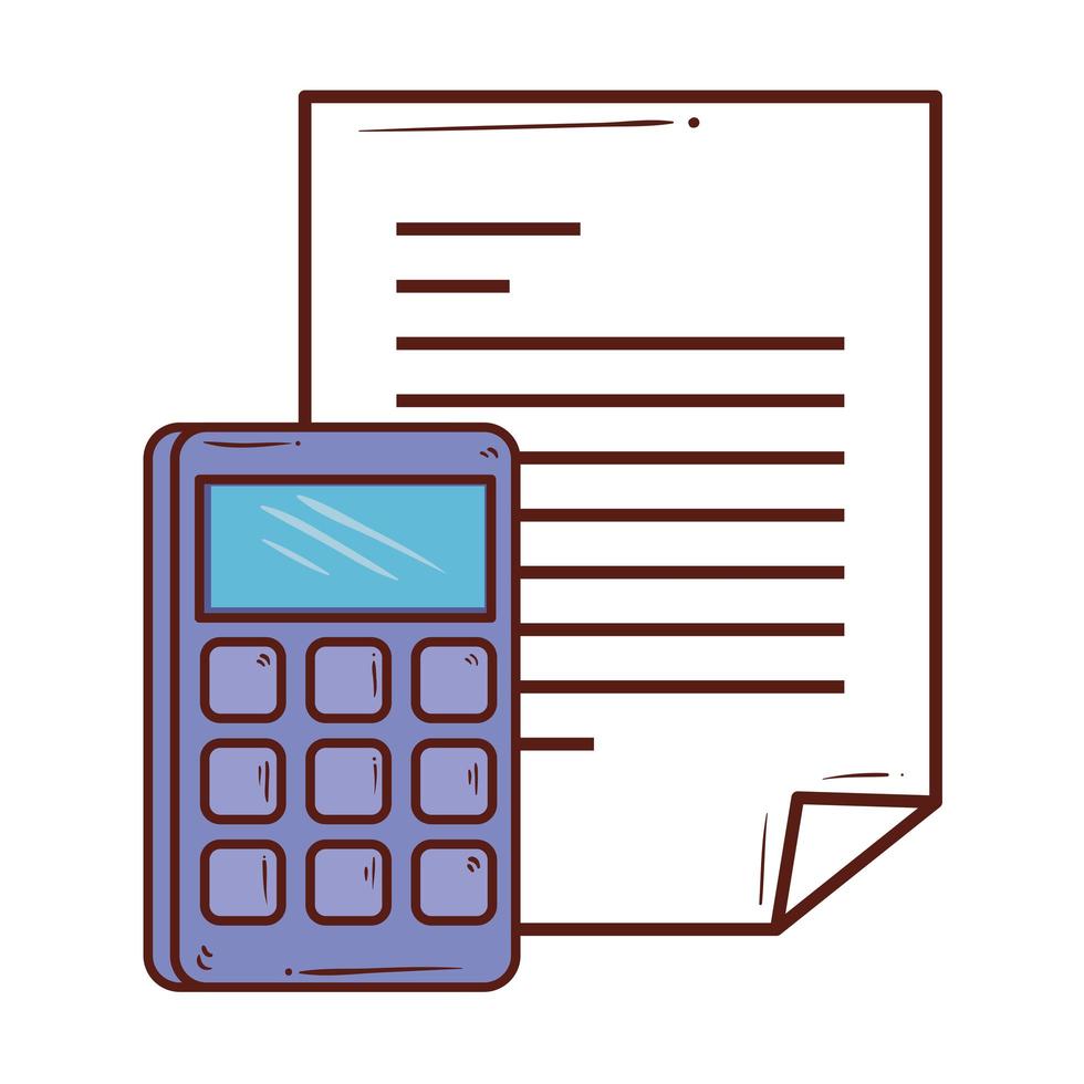 calculator math with paper document on white background vector