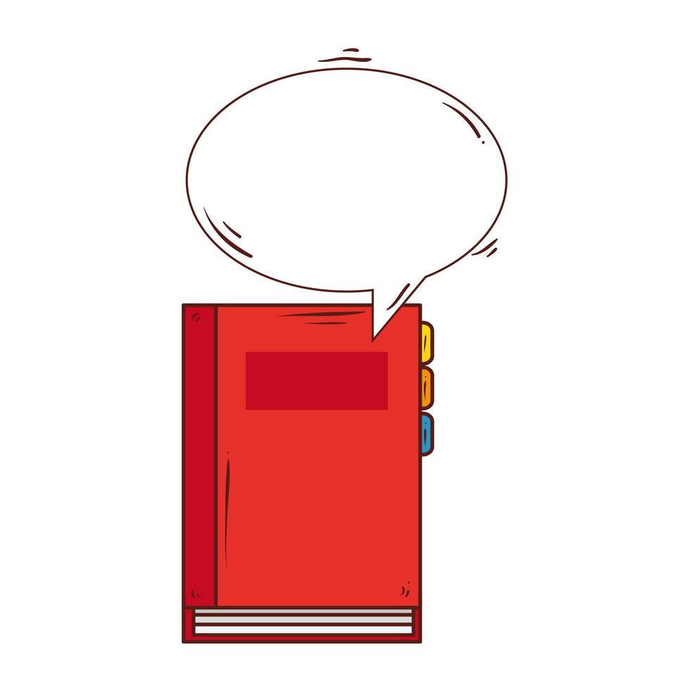 notebook supply school with speech bubble on white background vector