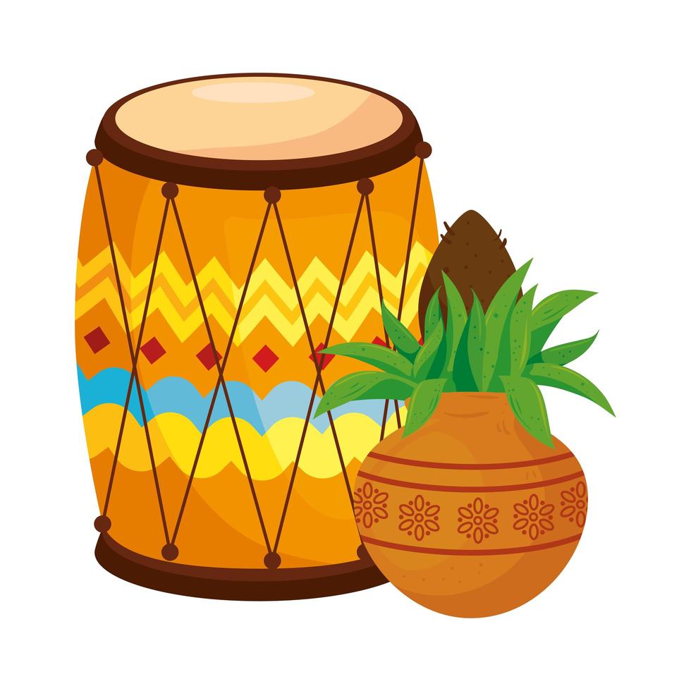 kalash with dhol, in white background vector