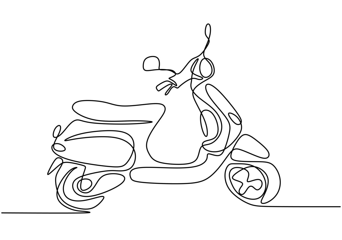 One line drawing motorcycle. Abstract motorcycle hand draw line art minimal design isolated on white background. vector