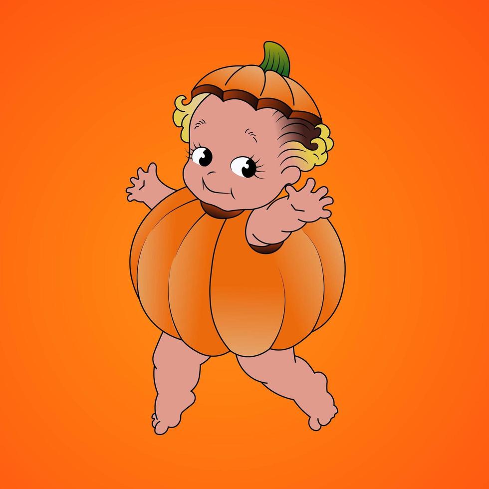 pumpkin boy mascot vector