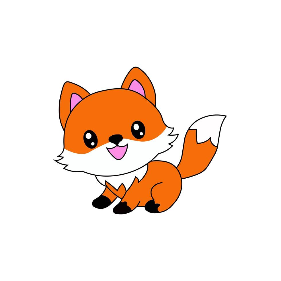 mascota kawaii lindo zorro vector