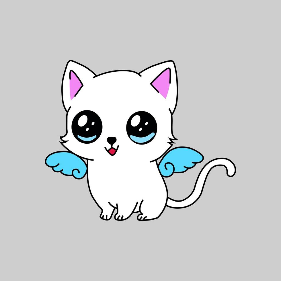 Cute kawaii baby kitten mascot vector