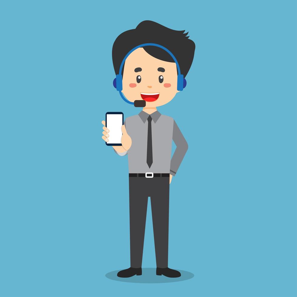 Call Center Worker Holding a Phone vector