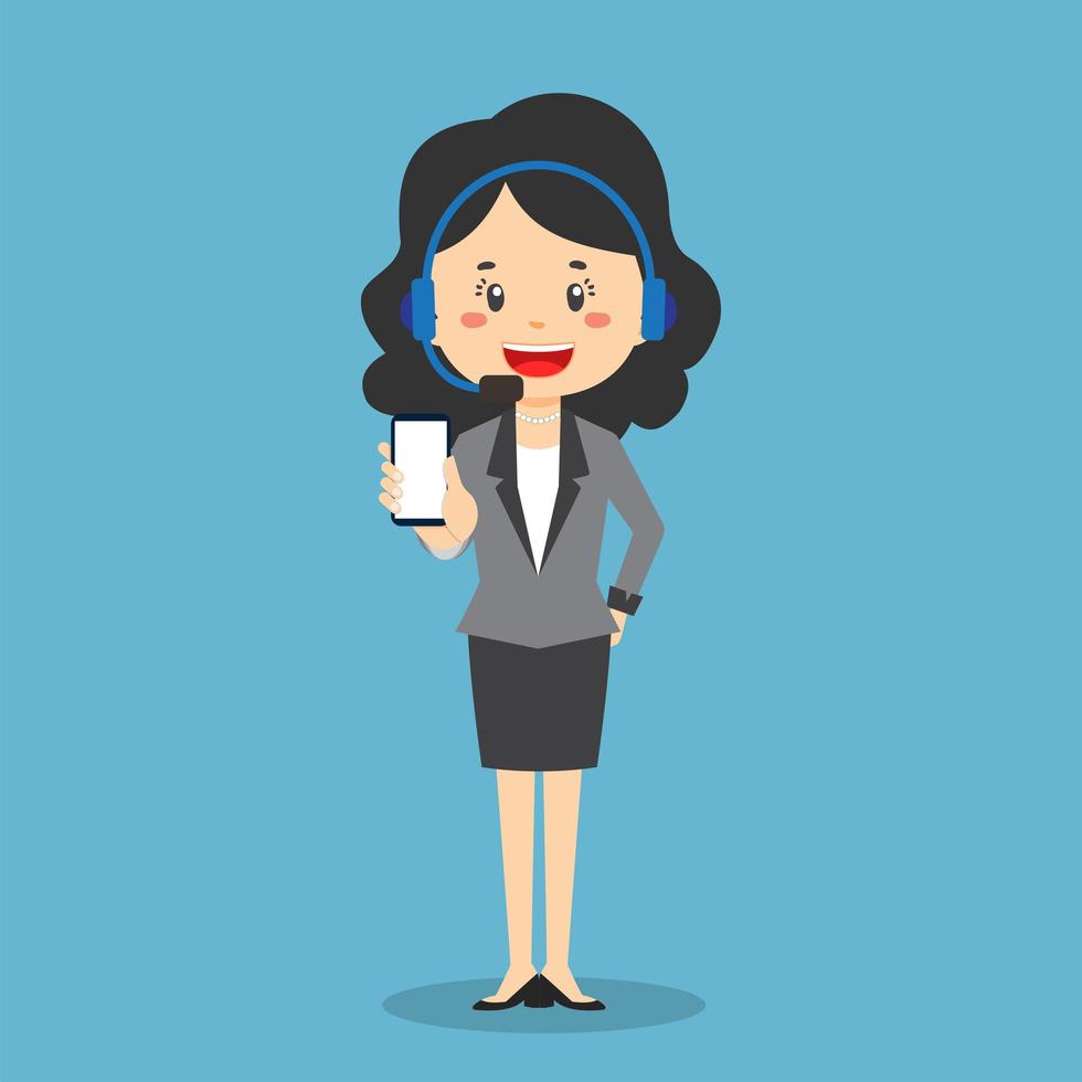 Call Center Worker Holding a Phone vector