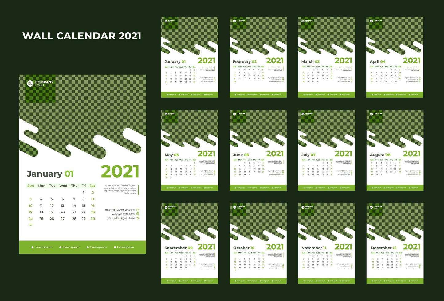 calendario corporativo creativo año nuevo 2021 vector