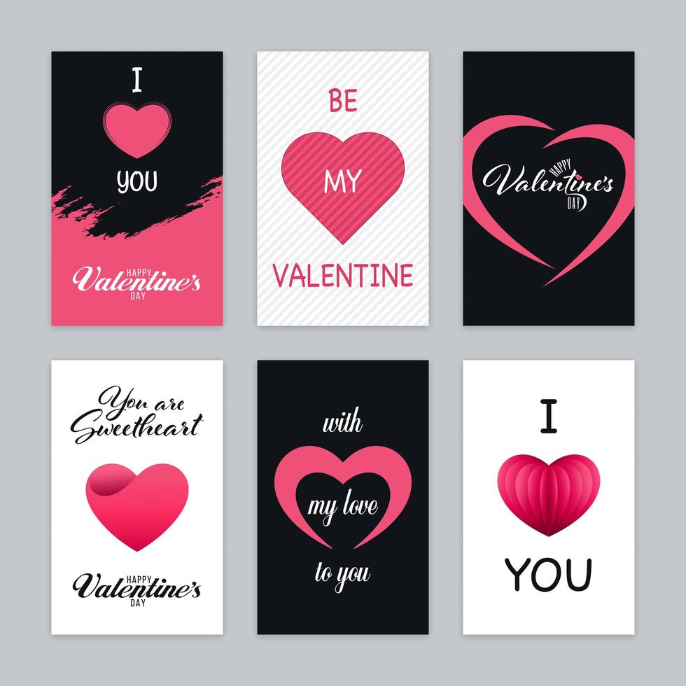 Valentines Day Greeting Card Set in Various Forms vector