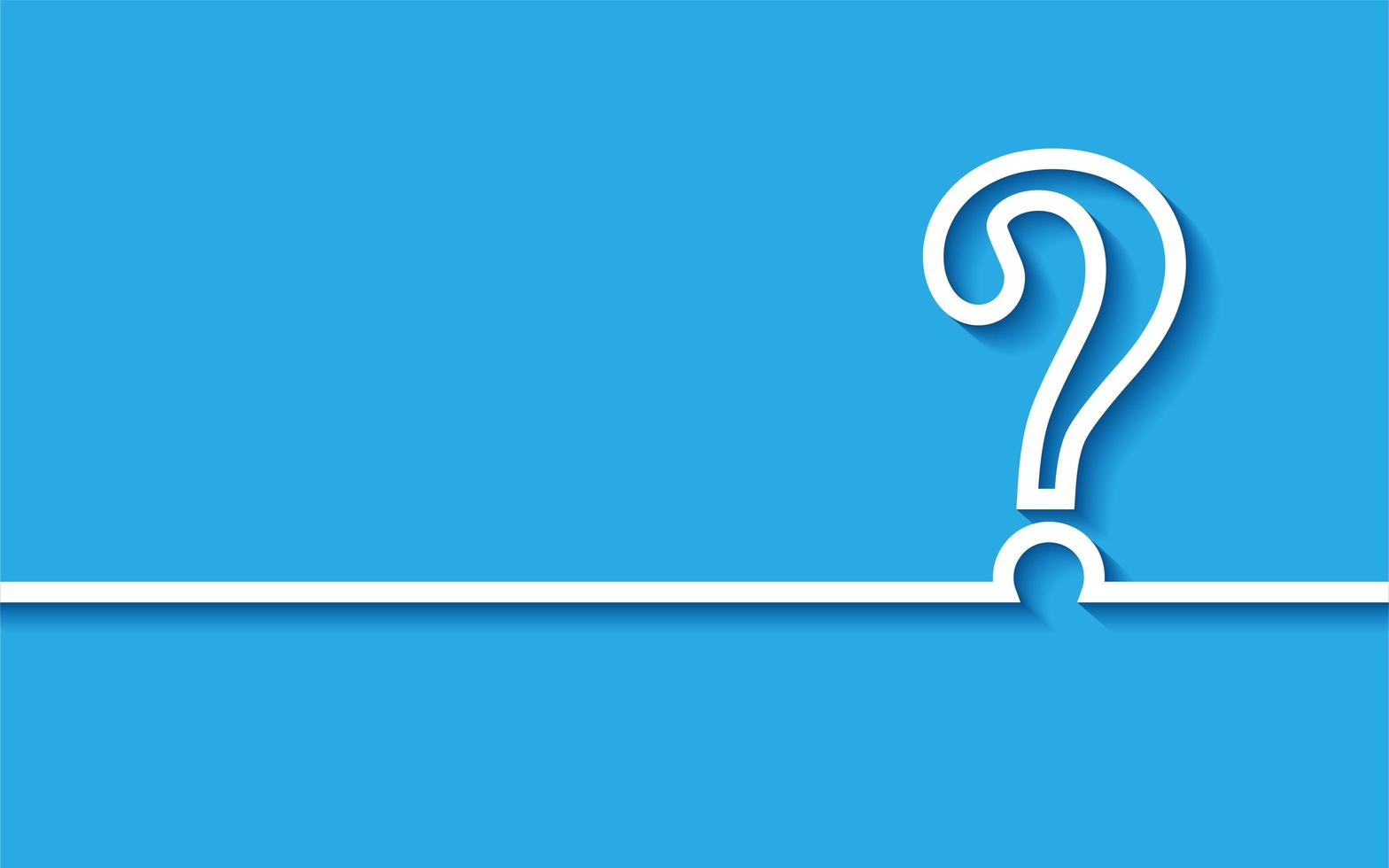 Question mark on blue background. Paper art style. vector