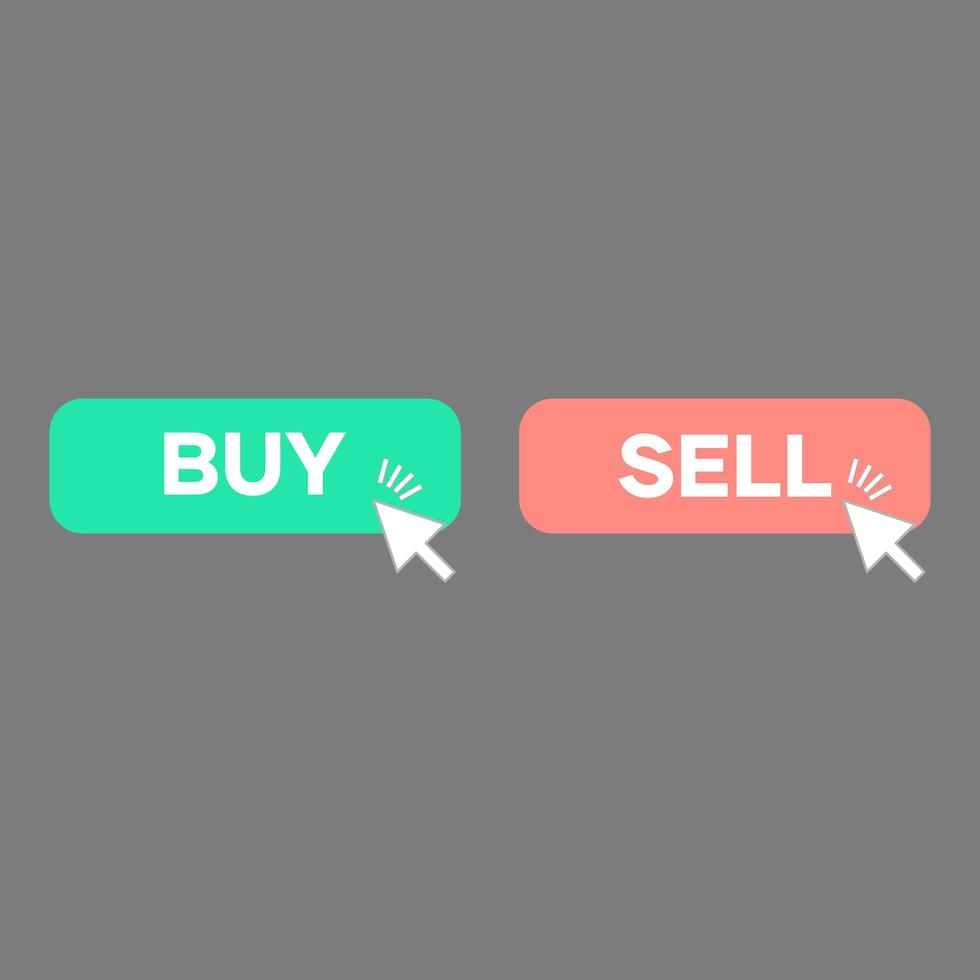 Buy and sell button, button for trading, exchange, market, vector illustration