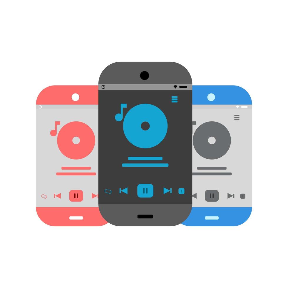 Music player app UI design vector